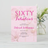 Sixty and Fabulous Blush Pink Floral 60th Birthday Einladung (Stehend Vorderseite)
