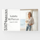 Sixty and Fabulous Bold Black Photo 60th Party Banner (Horizontal)