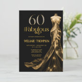 Sixty and Fabulous Gold Dress 60th Birthday Einladung (Stehend Vorderseite)