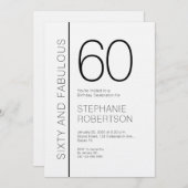 Sixty and Fabulous Modern 60th Birthday Party Einladung (Vorne/Hinten)