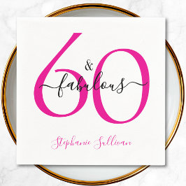 Sixty and Fabulous Name 60th Birthday Party Serviette