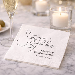 Sixty and Fabulous Name Date 60th Birthday Party Serviette