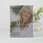 Sixty and Fabulous Photo 60th Birthday Party Einladung (Stehend Vorderseite)
