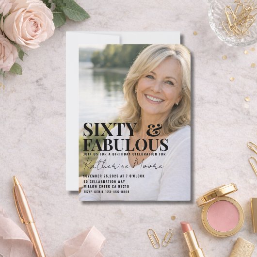 Sixty and Fabulous Photo 60th Birthday Party Einladung