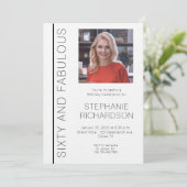 Sixty and Fabulous Photo 60th Birthday Party Einladung (Stehend Vorderseite)