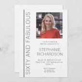 Sixty and Fabulous Photo 60th Birthday Party Einladung (Vorne/Hinten)