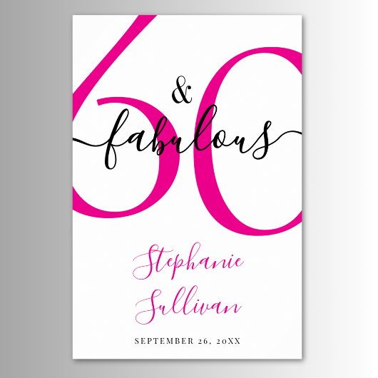 Sixty and Fabulous Pink 60th Birthday Party Poster