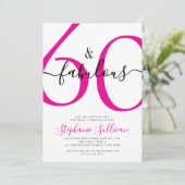 Sixty and Fabulous Script 60th Birthday Party Einladung (Stehend Vorderseite)