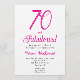 Sixty and Fabulous Script Pink 70th Birthday Party Einladung