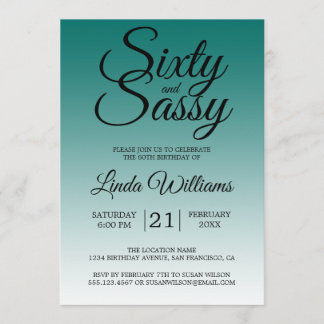 Sixty and Sassy Emerald Green 60th Birthday Einladung