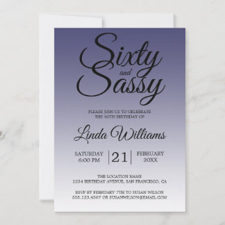 Sixty and Sassy Navy Blue 60th Birthday Einladung