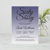 Sixty and Sassy Navy Blue 60th Birthday Einladung (Stehend Vorderseite)