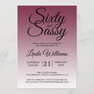 Sixty and Sassy Red Plum 60th Birthday Einladung
