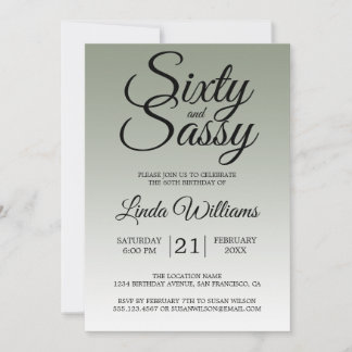 Sixty and Sassy Sage Green 60th Birthday Einladung