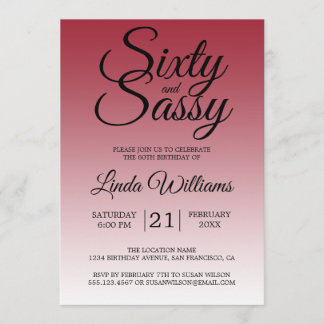 Sixty and Sassy Scarlet Red 60th Birthday Einladung