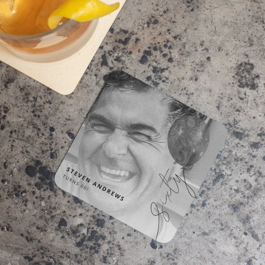 Sixty Balloon String | Foto 60. Geburtstagsparty Rechteckiger Pappuntersetzer