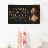 Sixty & Fabulous Art Deco Photo 60th Birthday Banner (Insitu)