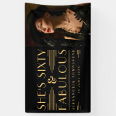 Sixty & Fabulous Art Deco Photo 60th Birthday Banner (Vertikal)