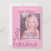  Sixty & Fabulous Invitation Pink Photo Einladung (Vorderseite)
