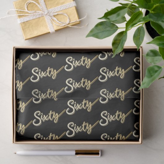 Sixty gold on black birthday or annversary seidenpapier (Geschenk)