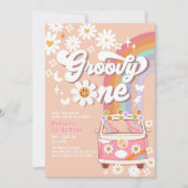 Sixty ist ein Vibe Pink Daisy Rainbow 60. Geburtst Einladung (Vorderseite)