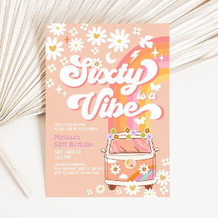 SIXTY ist ein Vibe Van Groovy Daisy Hippie Geburts Einladung