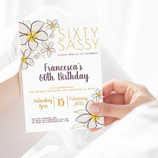 Sixty & Sassy White Gold Moderne Jasmine Floral Einladung