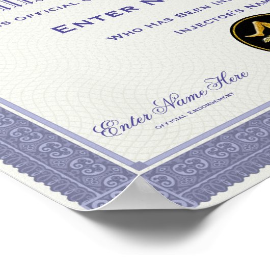 Sizilian by Injection Certification Funny Poster (Ecke)