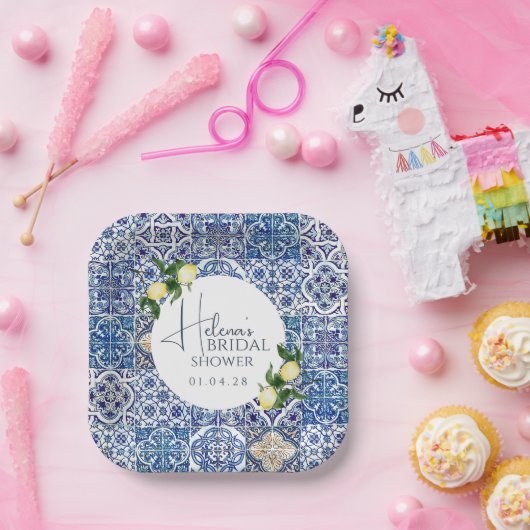 Sizilian Majolica Papierplatte - Lemon Thema Pappteller (Party)