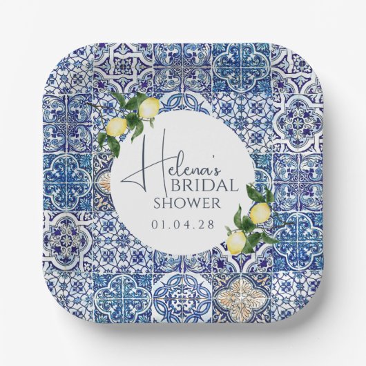 Sizilian Majolica Papierplatte - Lemon Thema Pappteller (Vorderseite)