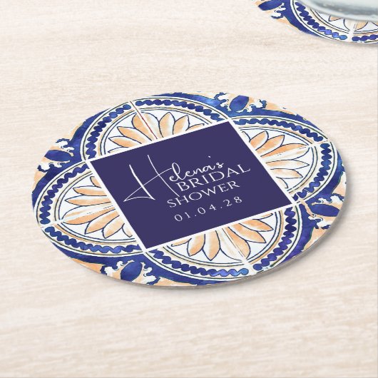 Sizilian Majolica Runde Untersetzer - Lemon Thema (Angewinkelt)