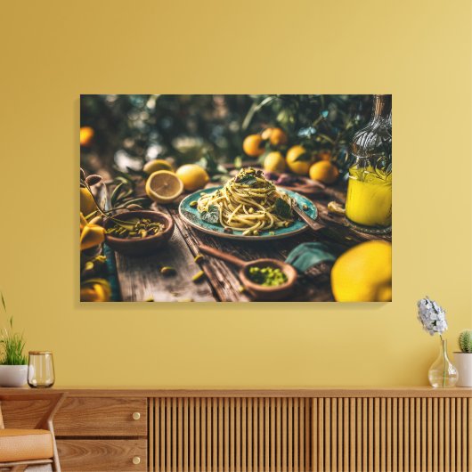 Sizilian Pistachio Pesto Spaghetti, Orchard Leinwanddruck (Insitu (Wohnzimmer))