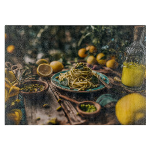 Sizilian Pistachio Pesto Spaghetti, Orchard Schneidebrett
