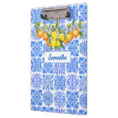 Sizilianisch-blaugelbe Zitrusfrüchte Mittelmeer-Az Klemmbrett (Links)