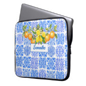 Sizilianisch-blaugelbe Zitrusfrüchte Mittelmeer-Az Laptopschutzhülle (Vorderseite Links)