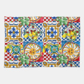 Sizilianisch, Majolika, Fliesen, Zitronen Geschirrtuch (Horizontal)