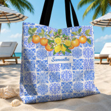 Sizilianisch Mittelmeer Blau Gelb Zitrus Azulejo