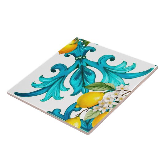 sizilianisch, Sommer, Zitrone, Mosaik, blau, Fliese (Seite)