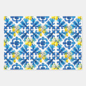 sizilianisch, Sommer, Zitrone, Mosaik, blau Geschenkpapier Set (Vorderseite 3)