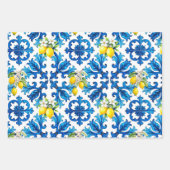 sizilianisch, Sommer, Zitrone, Mosaik, blau Geschenkpapier Set (Vorderseite)