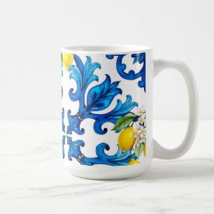 sizilianisch, Sommer, Zitrone, Mosaik, blau Kaffeetasse