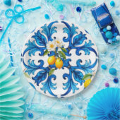 sizilianisch, Sommer, Zitrone, Mosaik, blau, Pappteller (Party)