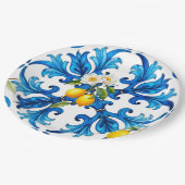 sizilianisch, Sommer, Zitrone, Mosaik, blau, Pappteller (Schrägansicht)