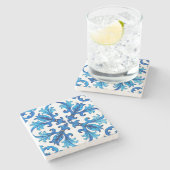 sizilianisch, Sommer, Zitrone, Mosaik, blau, Steinuntersetzer (Seitenansicht)