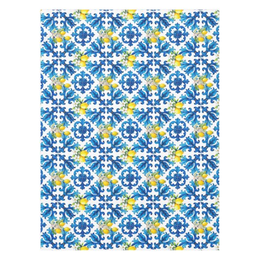sizilianisch, Sommer, Zitrone, Mosaik, blau Tischdecke (Vorderseite)