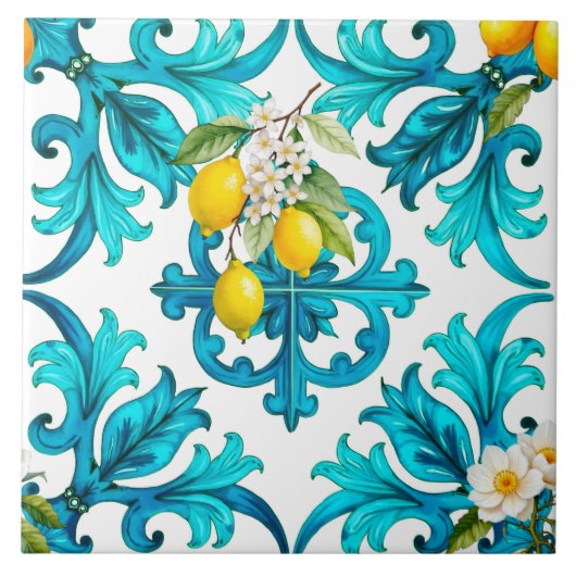 sizilianisch, Sommer, Zitrone, Mosaik, grün, Fliese (Vorderseite)