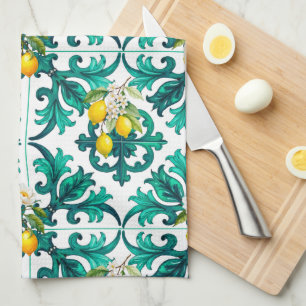 sizilianisch, Sommer, Zitrone, Mosaik, grün, Geschirrtuch