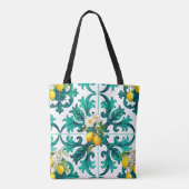 sizilianisch, Sommer, Zitrone, Mosaik, grün, Tasche (Rückseite)