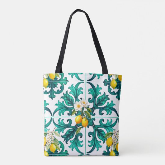 sizilianisch, Sommer, Zitrone, Mosaik, grün, Tasche (Rückseite)