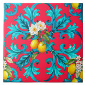 sizilianisch, Sommer, Zitrone, Mosaik, Rosa, Fliese (Vorderseite)